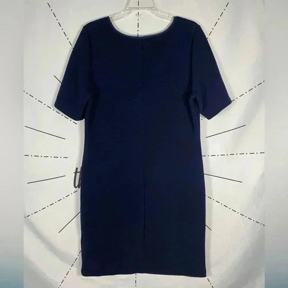 Mario Serrani Italy Navy Blue 1/2 Sleeve Textured Knit Shift Dress - Picture 3 of 5